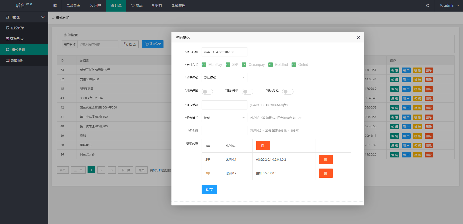 多语言订单自动匹配系统/海外抢单刷单系统/分组杀/代理后台